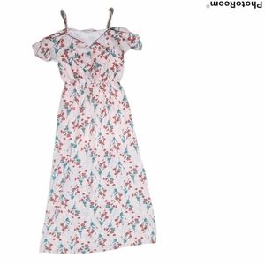 EVERLY Cold Shoulder Pink Floral Maxi Dress - M